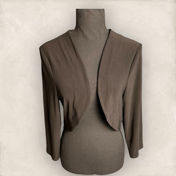 FRANK LYMAN DESIGN BLACK BOLERO Shrug Shawl Medium Large Open Front - Picture 2 of 5